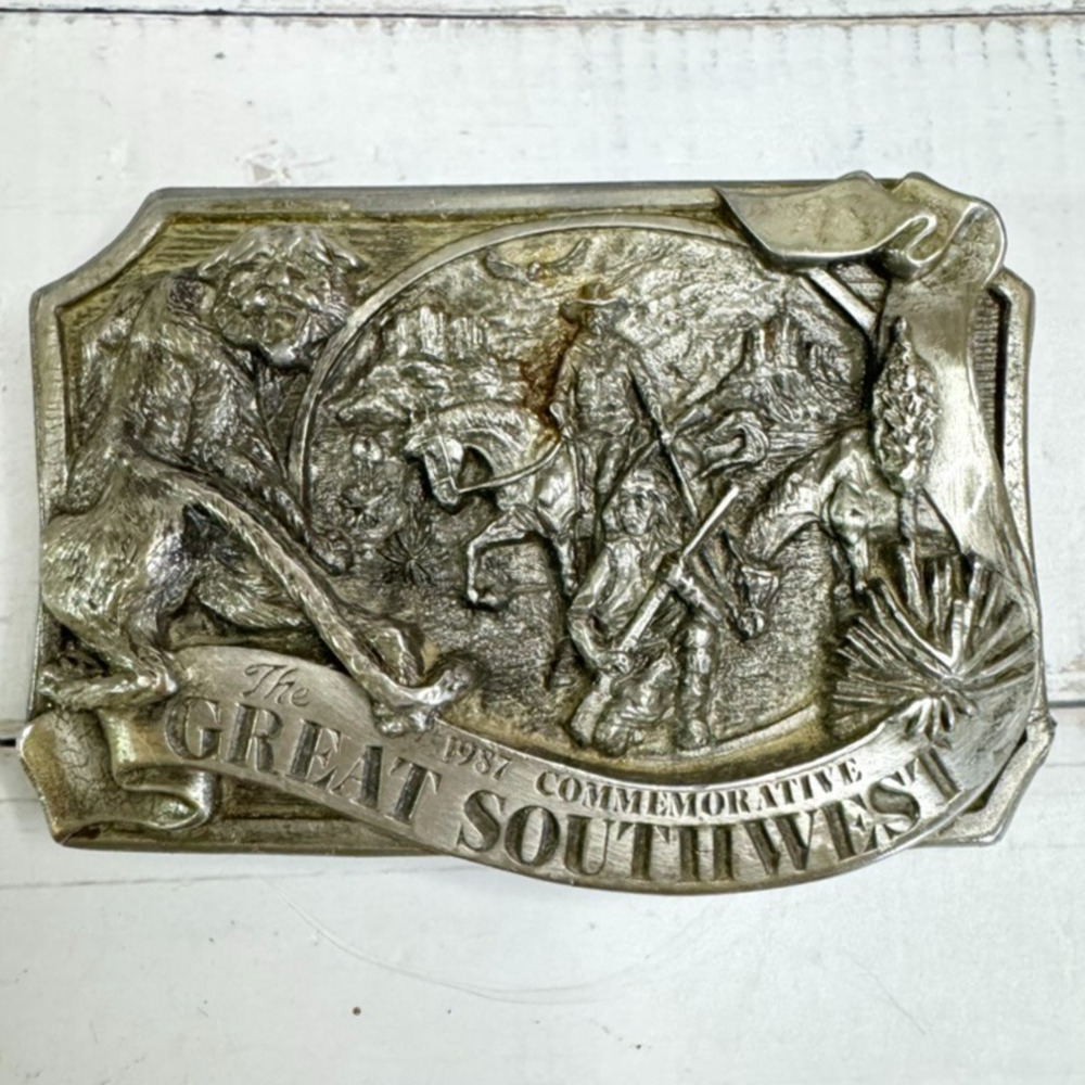 Vtg Arroyo Grande Buckle Co 1987 Commemorative Great Southwest 239/15000 Pewter